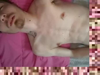 Young Sexy Blonde Male Naked In Bed Cums All Over Himself & Sexy Moans While Looking Into Camera