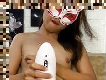 Beautiful Pinay Trans Girl Trying Out A One of A Kind Electric/Hands Free Masturbator