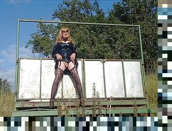 masturbation, en-plein-air, pisser, transsexuelle, amateur, européenne, britannique, euro, lingerie, latex