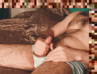 Furry bear Noel Dero jerks off his cock and cums loudly with pleasure. 4K VIDEO