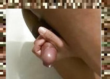 baden, anal-sex, beule-schuss, ebenholz, beule, fest-tight, dildo, dusche, glied