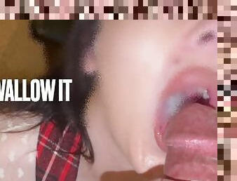 Student gets pop jizz quiz and passes swallows big load