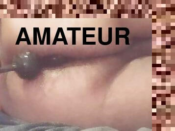 masturbation, amatör, anal, leksak, ensam, bollar, införande