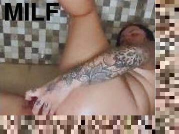 UK MILF PLAYS DIRTY IN SHOWER WITH HUGE DILDO