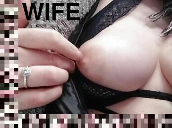 Sexy wife wears lingerie to the supermarket