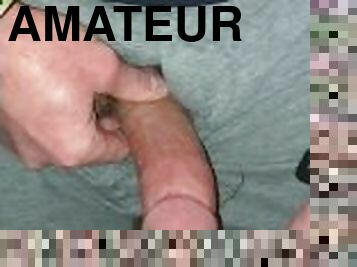 masturbation, amateur, ejaculation-sur-le-corps, énorme-bite, jouet, ejaculation, solo, bite