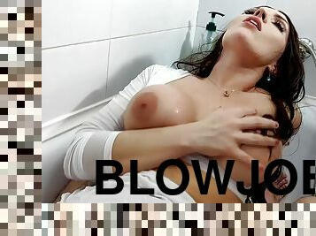 mandi, posisi-seks-doggy-style, blowjob-seks-dengan-mengisap-penis, bintang-porno, pasangan, menunggangi, mandi-shower, pacar-cowok