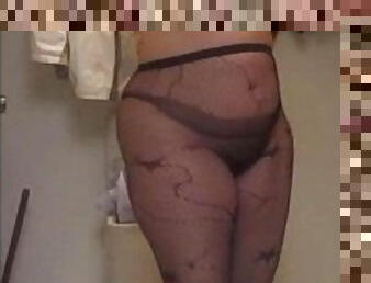 Security Strip Searches A Shy BBW Down To Her Black Fishnet Stockings
