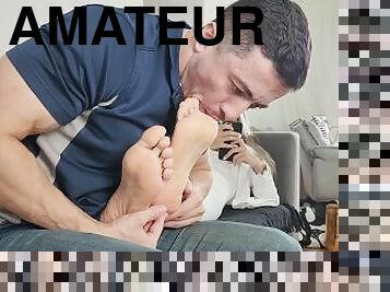 enfermera, amateur, pies, con-los-pies, dominación