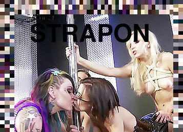 Goth girls star in strapon lesbian orgy