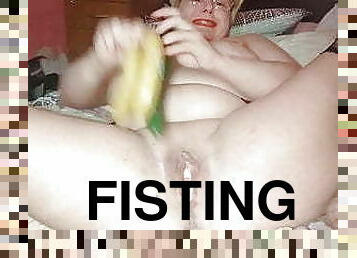 fisting, chatte-pussy, giclée, bas, webcam, boules, légume