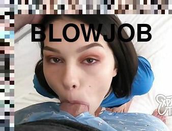 amatör, avsugning, cumshot, deepthroat, pov, kåt, fantastisk, petit, små-bröst