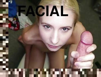 Facial end babe's filthy handjob scene