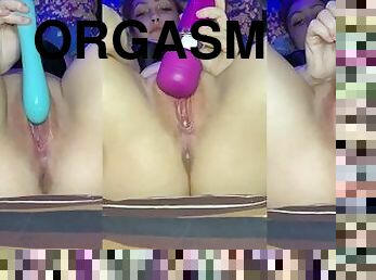 masturbation, orgasme, chatte-pussy, amateur, pute, gode, solo, gros-plan, humide