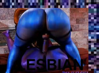Ass & Tits Covered In Body Paint - Lesbian
