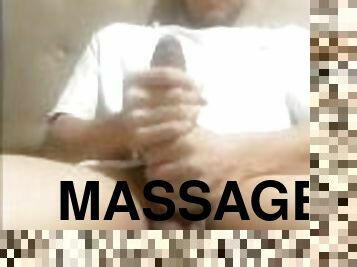 I record myself with my roommate's cell phone while I massage my huge cock
