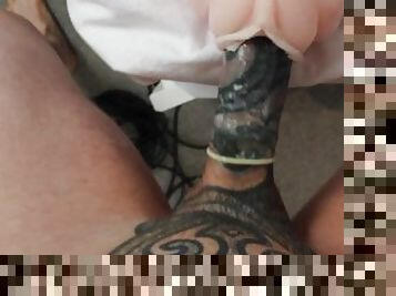Tattooed Dick Fucks Pocket Pussy - Fully Tattooed Big Cock and Balls With Cumshot