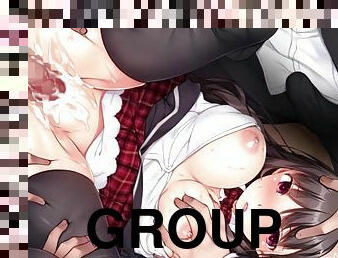 japonais, sexe-de-groupe, hentai