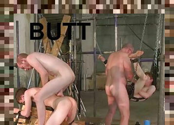 Submissive twinks get fucked in the ass by old pervert in the dungeon