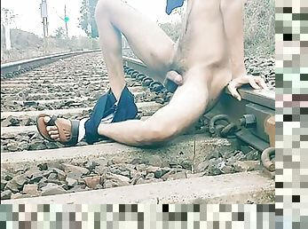 Cum on railway station cumshot big dick in public