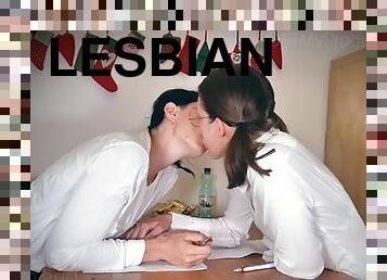 lesbienne, natte, baisers