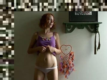 Red Haired Woman Standing and Masturbating wf