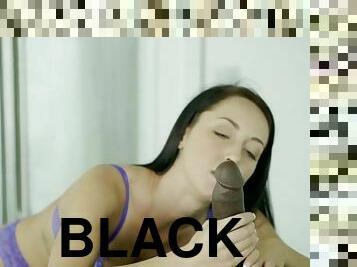 gros-nichons, énorme, fellation, ébène, interracial, ados, black, lingerie, bâillonnement, brunette