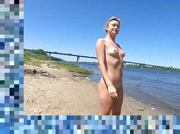 nudist, offentlig, russisk, kone, amatør, skønheder, hjemmelavet, strand, blond, lille