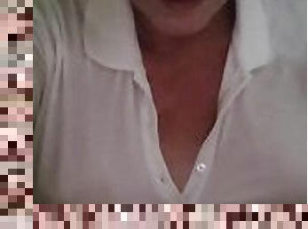 Wet polo t shirt milf shower squirt session