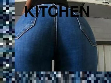 busy in the kitchen, she is taken from behind ... too sexy in tight jeans. STEP MOM ADVENTURE