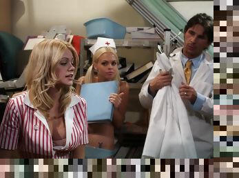 Jesse Jane and friend getting fucked by cocky doctor