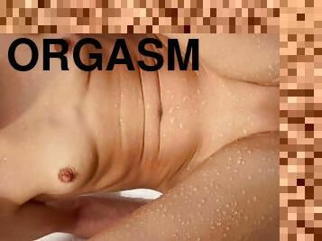 bad, masturbation, orgasm, amatör, tonåring, pov, blond, ensam, liten, små-bröst