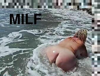 pantat, payudara-besar, umum, isteri, amatir, jenis-pornografi-milf, pantai, berambut-pirang, seorang-diri, bikini