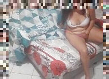 masturbação, cona-pussy, magro, adolescente, punheta, casal, dedos, babysitter, excitante, quarto