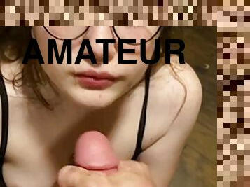 Nerdy amateur teen sucking big cock in first person I found her on meetxx.com