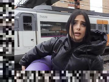 Dark-haired slut Maria Wars gets screwed in public
