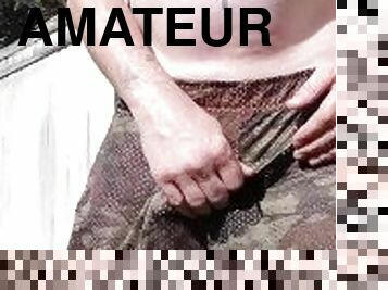 grosse, énorme, masturbation, monstre, orgasme, en-plein-air, public, amateur, ejaculation-sur-le-corps, énorme-bite