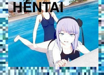 pas, hentai, bazen, 3d