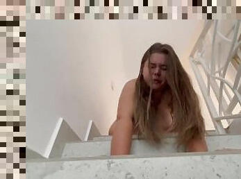 Face expressions farting on stairs (full video on my official site)