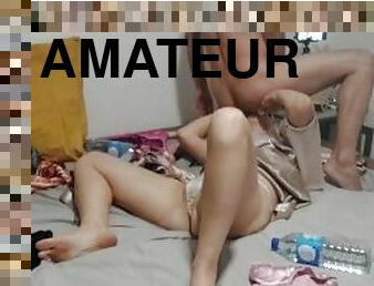 RUSH - Amateur français, levrette, lingerie en satin, sexe habillé, pipe, anulingus