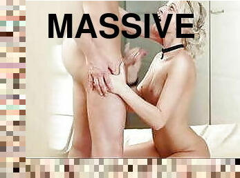 énorme, ejaculation-sur-le-corps, branlette, sur-le-visage, ejaculation, blonde, massive