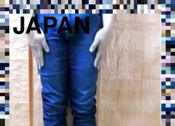 Japanese Twink Boy Jerks Off in Tight Jeans