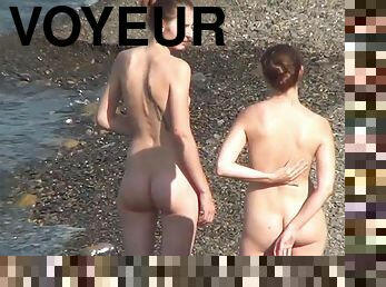 nudists, ārā, kamera, pludmale, voyeur, naturāls, paslēpts, pozēt