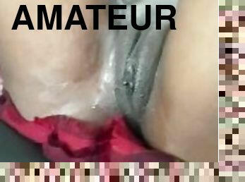 orgamus, muschi, dilettant, creampie, ficken, allein, nass