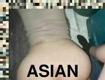 asiatique, levrette, chatte-pussy, amateur, énorme-bite, ejaculation, serrée, humide, bite