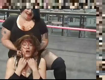 Classy broads wrestling - kathy the butcher owens vs black widow - one-sided female pro wrestling hardcore
