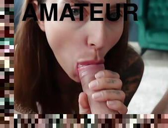 amateur, énorme-bite, branlette, couple, salope, bas, point-de-vue, brunette, tatouage