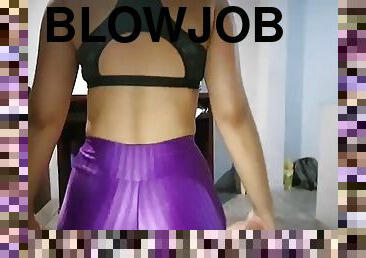 Licking blowjob over underwear, cum on pants, lap dance, leggings, dry hump