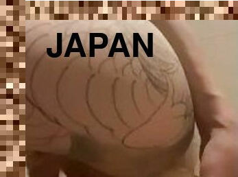 asiatisk, masturbation, orgasm, kvinnligt-sprut, anal, brudar, tonåring, japansk, dildo, tatuering