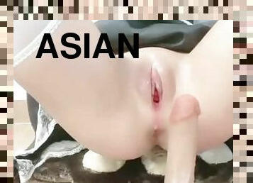 asiatisk, masturbation, orgasm, fitta-pussy, kvinnligt-sprut, amatör, tonåring, leksak, dildo, ensam